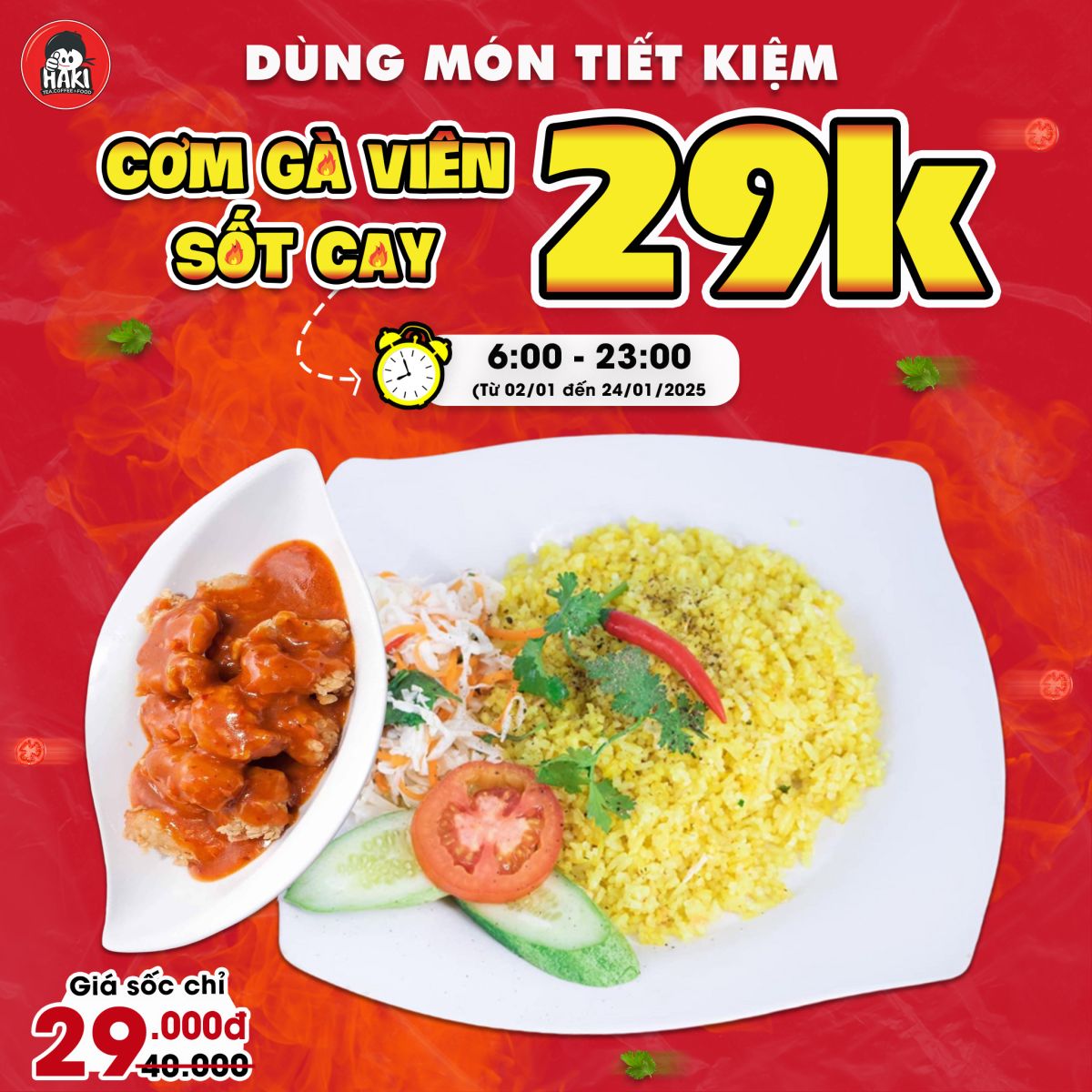 cơm gà viên sốt